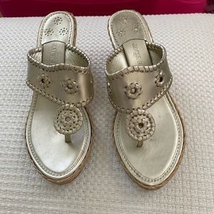 Jack Rogers platinum metallic wedges size 9.5
